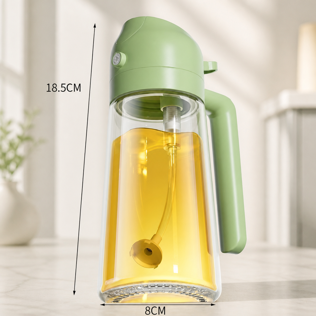 Glass Oil Sprayer Bottle 2-in-1 Oil Dispenser Spray Pouring Kitchen Bottle