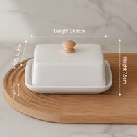 Ceramic Butter Dish with Lid Farmhouse Style Butter Keeper Cheese Snack Storage Container