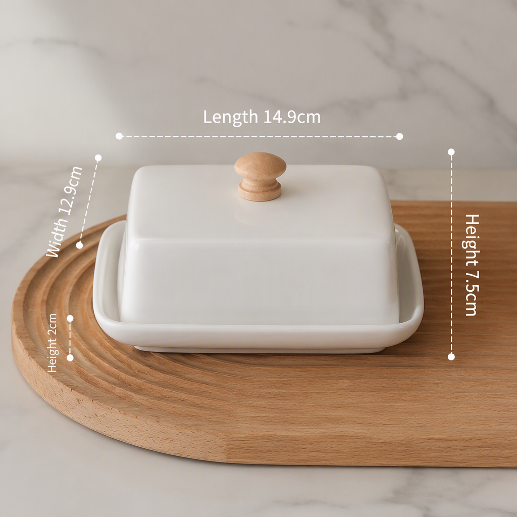 Ceramic Butter Dish with Lid Farmhouse Style Butter Keeper Cheese Snack Storage Container