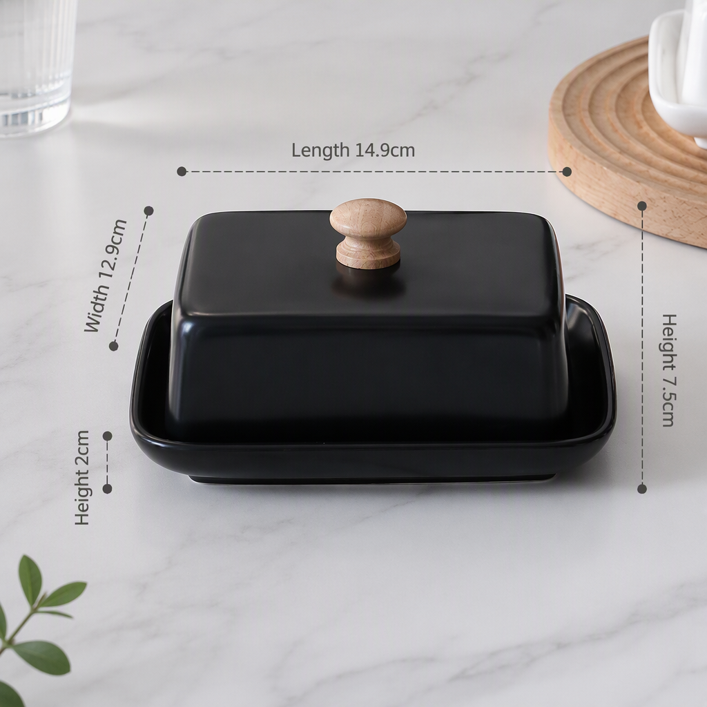 Ceramic Butter Dish with Lid Farmhouse Style Butter Keeper Cheese Snack Storage Container