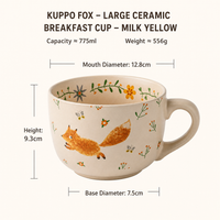 Ceramic Mug Floral Breakfast Cup Oatmeal Mug
