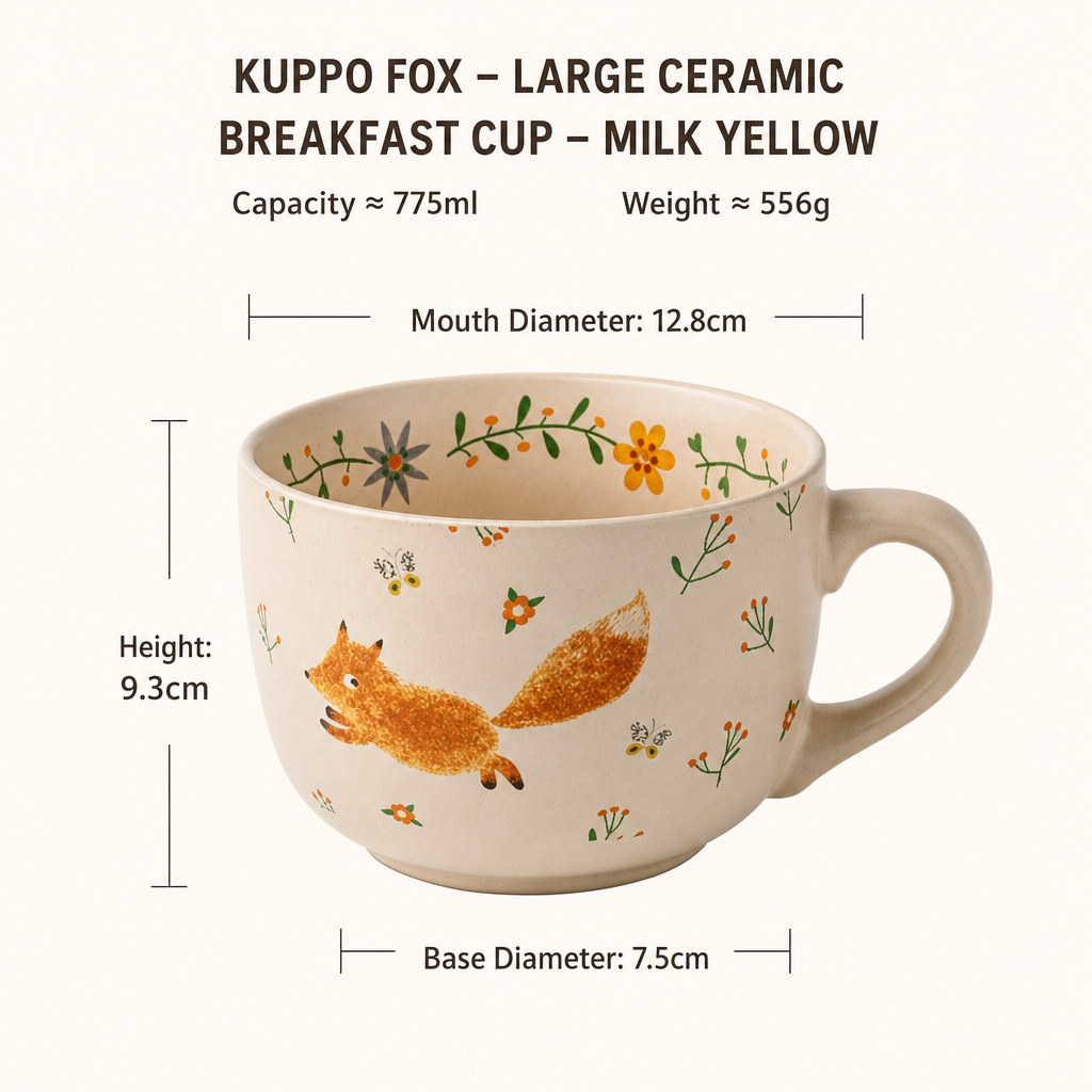 Ceramic Mug Floral Breakfast Cup Oatmeal Mug