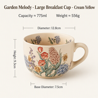 Ceramic Mug Floral Breakfast Cup Oatmeal Mug