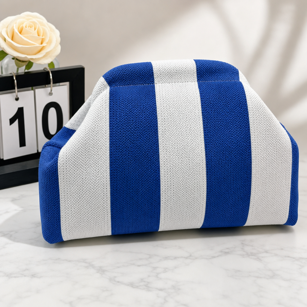 Striped Knitted Clutch Bag Polyester Woven Handbag Small Fashion Purse