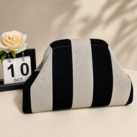 Striped Knitted Clutch Bag Polyester Woven Handbag Small Fashion Purse