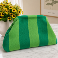 Striped Knitted Clutch Bag Polyester Woven Handbag Small Fashion Purse