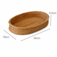 Woven Rattan Bread Basket Cutlery Storage Tray Handmade Serving Organizer