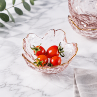 Pink Cherry Blossom Glass Plate Flower Shaped Dessert Dish