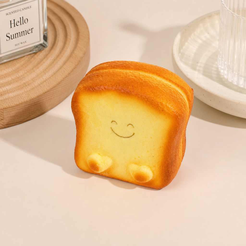 Smiling Toast Slow Rising Squishy Toy Soft Squeeze Stress Relief Toy