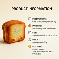 Smiling Toast Slow Rising Squishy Toy Soft Squeeze Stress Relief Toy