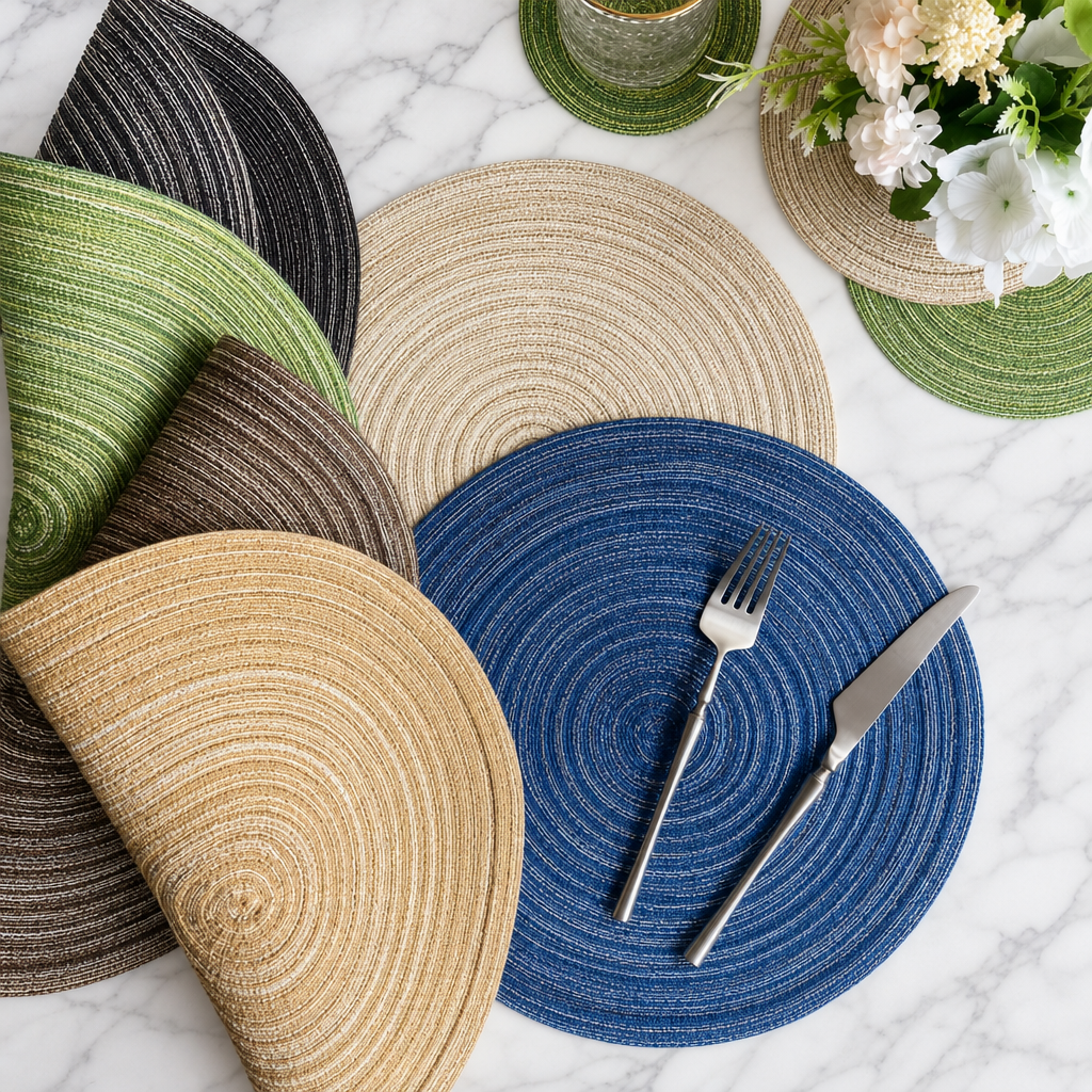 Round Linen Blend Placemat & Coaster 30cm