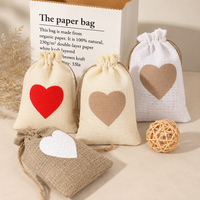 Red Heart Burlap Drawstring Gift Bag