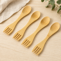 Bamboo Double-Ended Fork Spoon Minimalist Reusable Kitchen