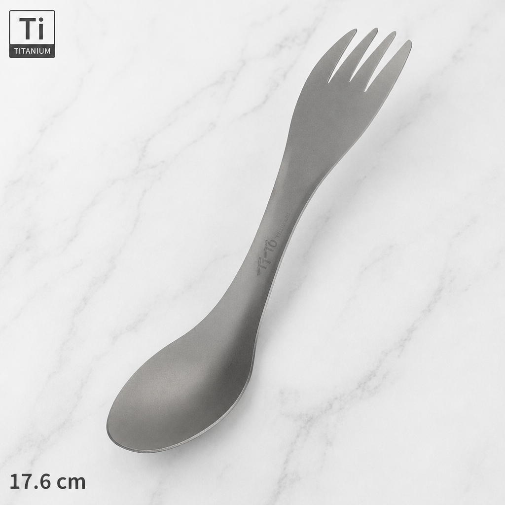 TiTo Pure Titanium Spoon Fork Outdoor Camping Multi-Function Lightweight Utensil