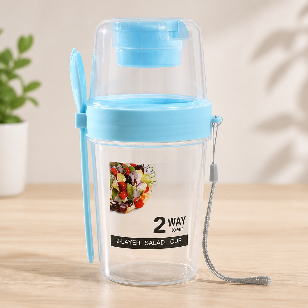 Portable Fruit & Vegetable Yogurt Cup with Fork Lid