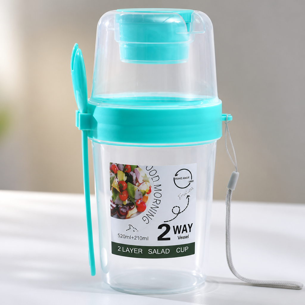 Portable Fruit & Vegetable Yogurt Cup with Fork Lid