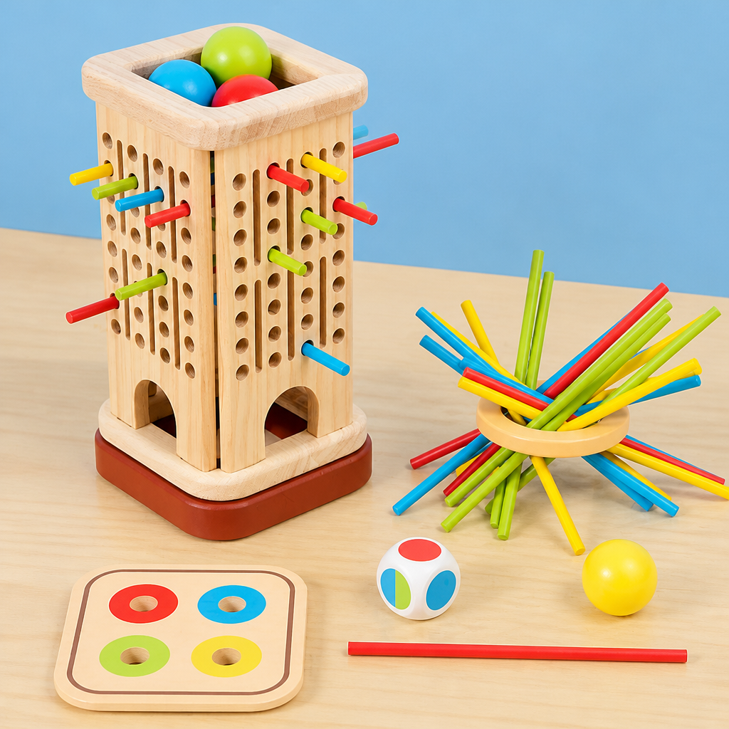 Wooden 3-in-1 Pick-Up Stick Game