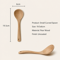 Natural Beech Wood Soup Ladle, Long Handle Wooden Serving Spoon