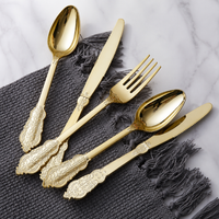 Vintage Gold Disposable Plastic Forks and Spoons