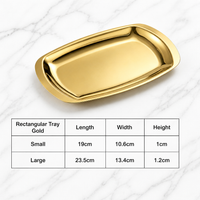 Gold Stainless Steel Jewelry Tray Rectangular Storage Dish Decorative Vanity Organizer