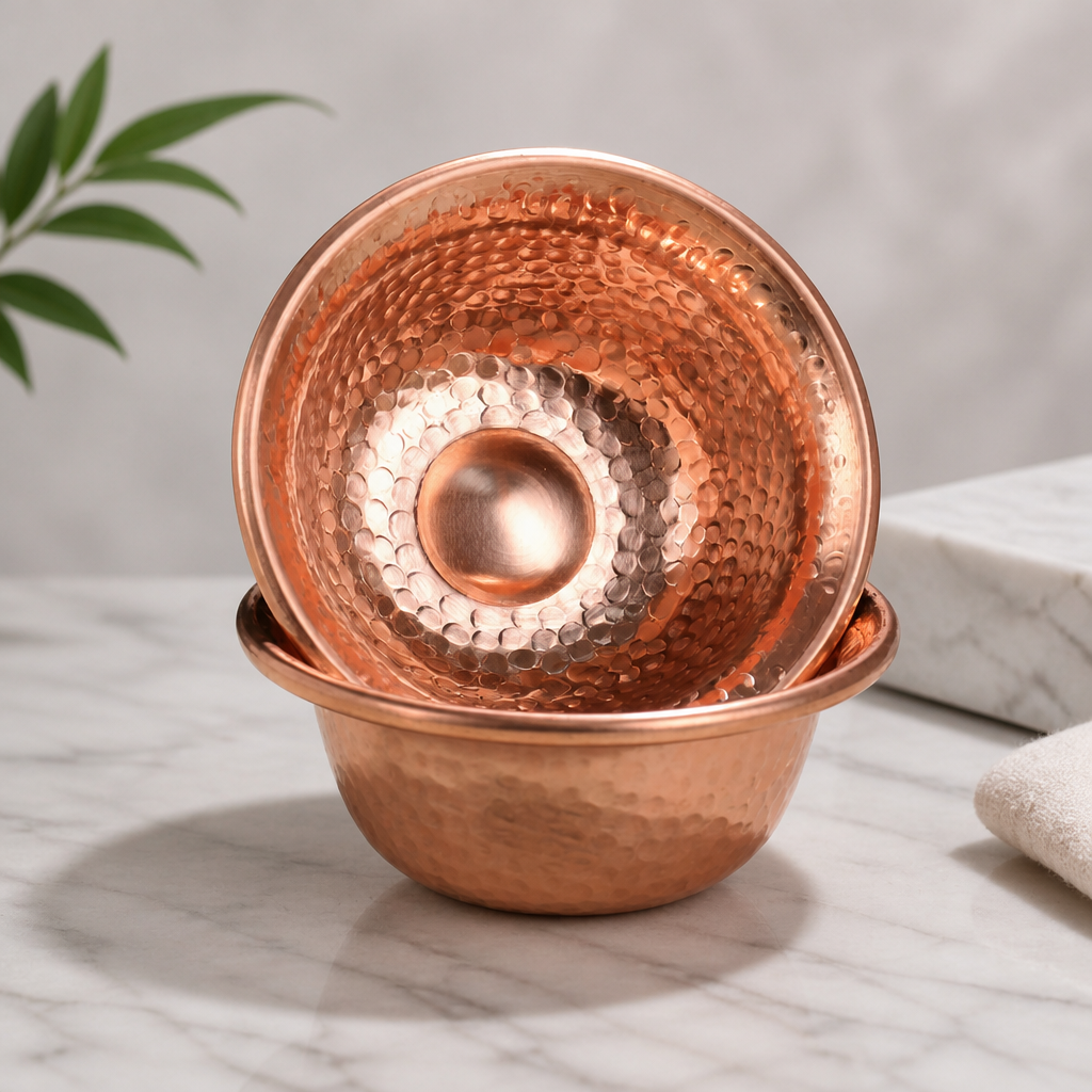 Handmade Hammered Copper Water Offering Cups Set of 7