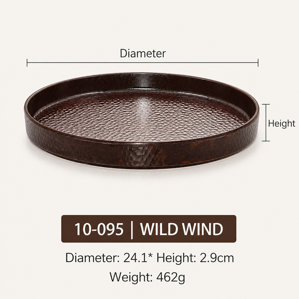 Melamine Round Serving Plate Porcelain-Look Tableware Rustic Outdoor Style Hot Pot Dish