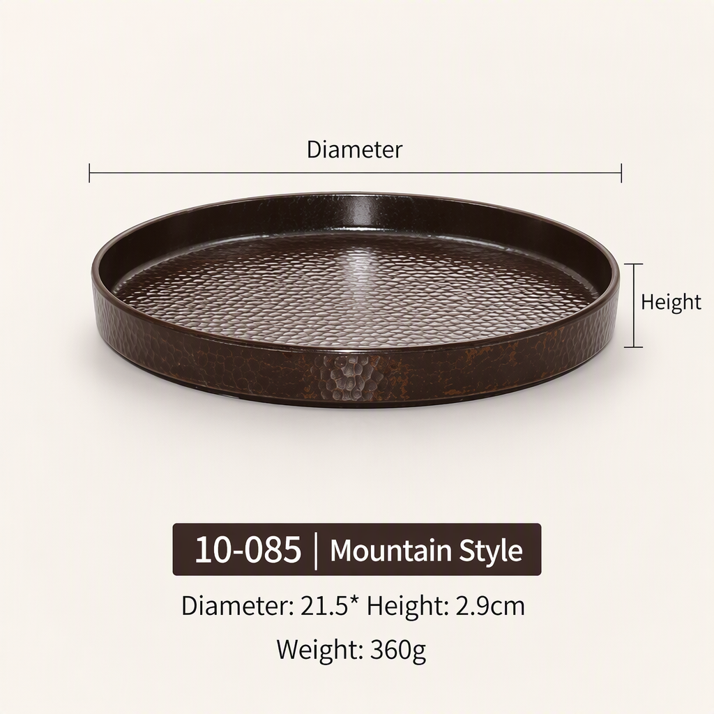 Melamine Round Serving Plate Porcelain-Look Tableware Rustic Outdoor Style Hot Pot Dish