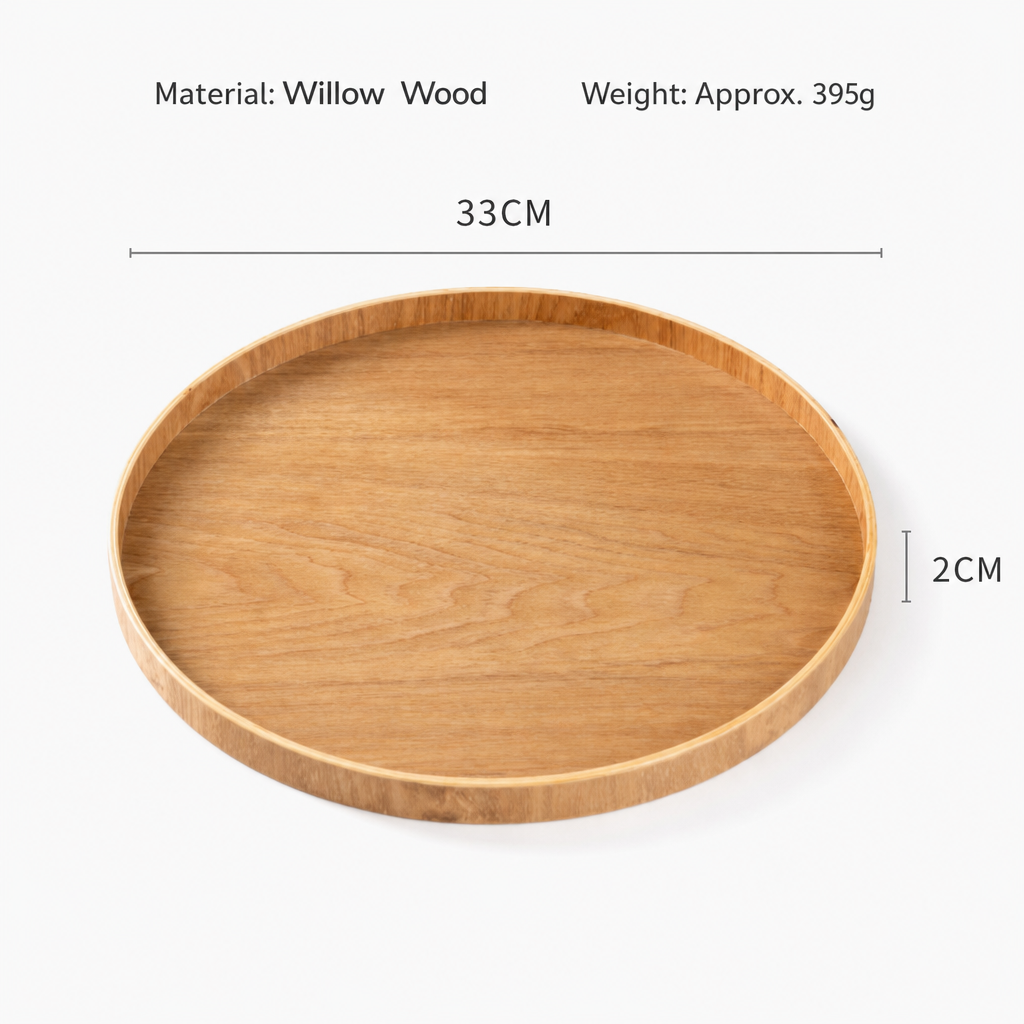 Round Wooden Serving Tray, Creative Wood Display Tray