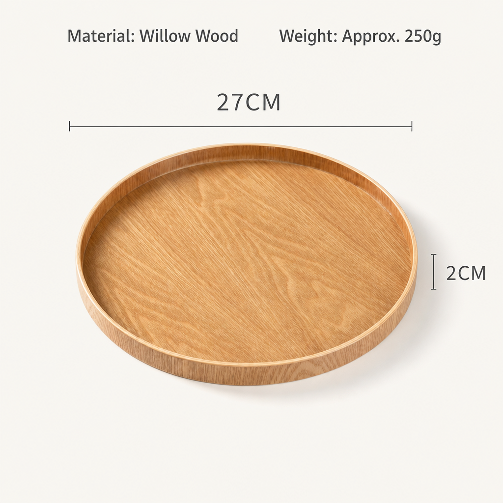 Round Wooden Serving Tray, Creative Wood Display Tray
