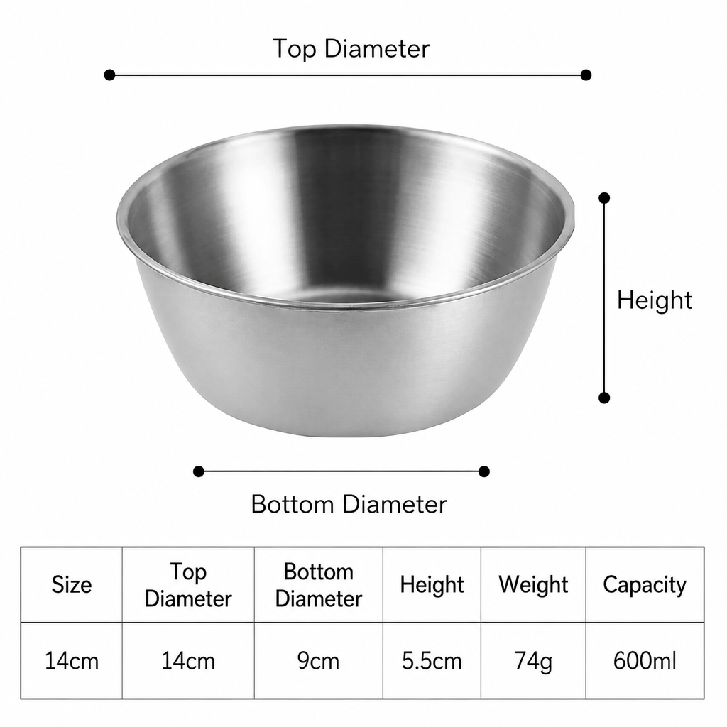 Silver 304 Stainless Steel Rice Wine Bowl