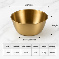 Gold 304 Stainless Steel Rice Wine Bowl, Traditional Asian Drinking Bowl Without Handle