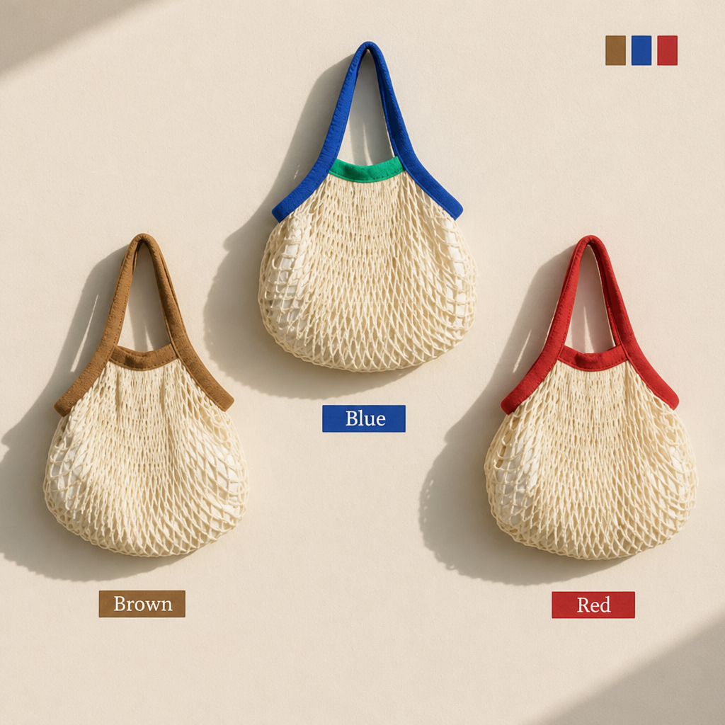 Cotton Woven Mesh Shopping Bag with Lining