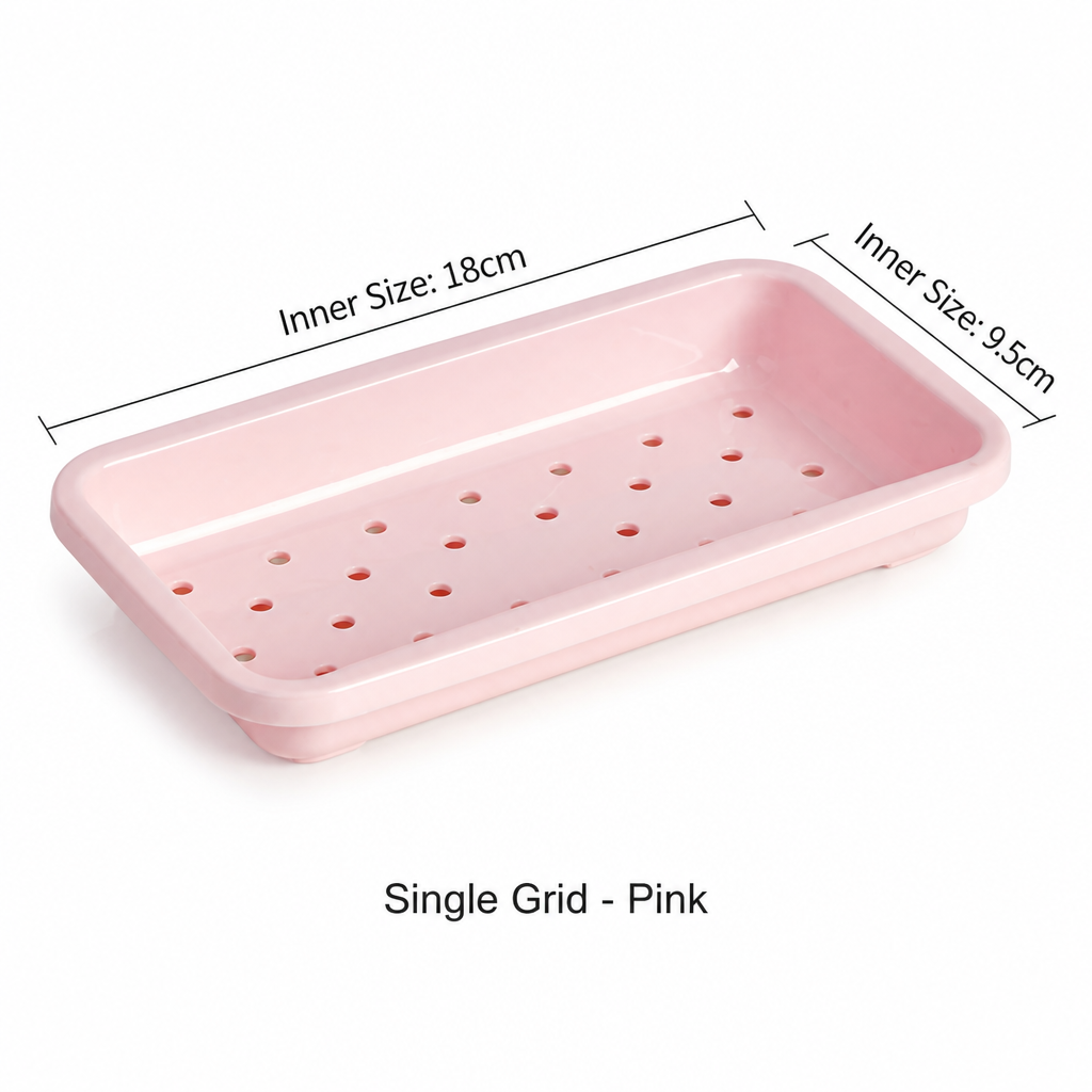 Large Pink Plastic Soap Dish with Drainage Holes