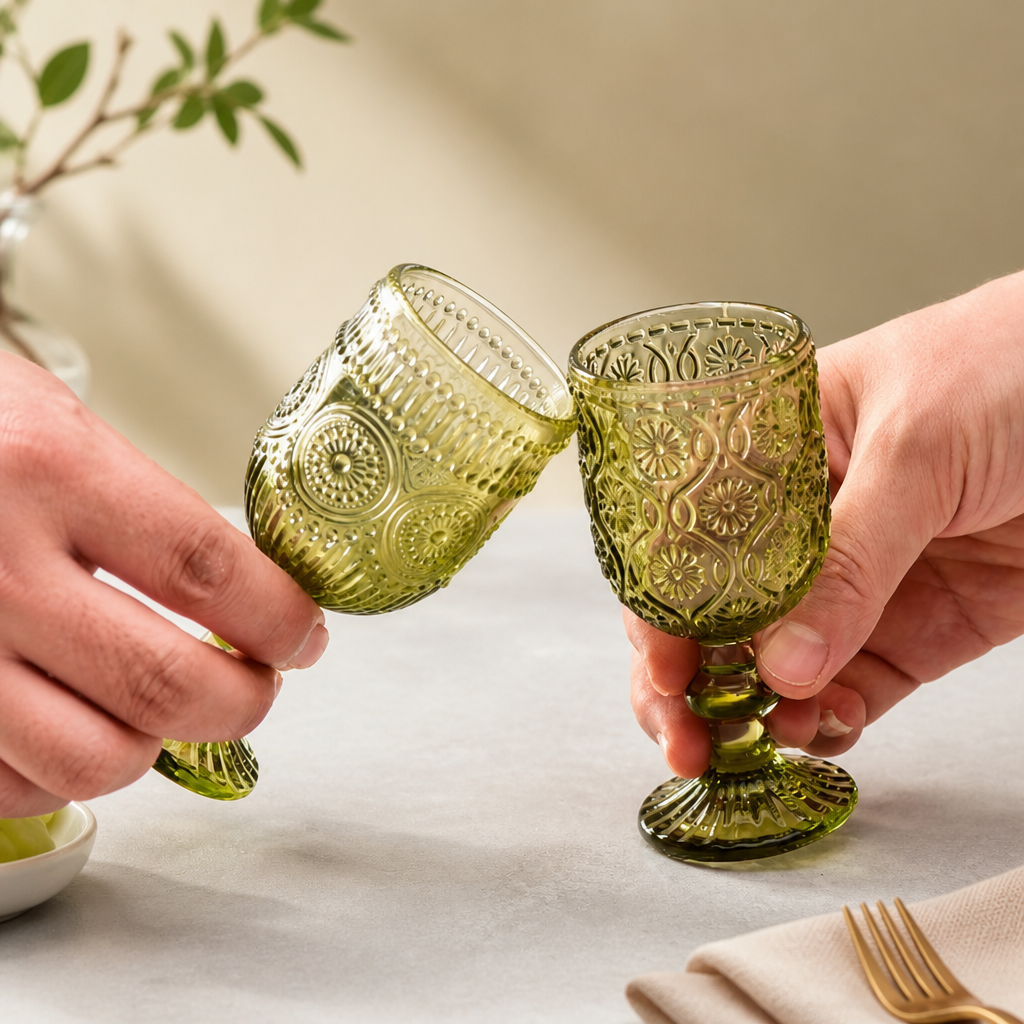 Vertical Striped Glass Tumbler for Water, Juice, Coffee and Home Dining