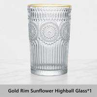 Vintage Sunflower Embossed Glass Tumbler