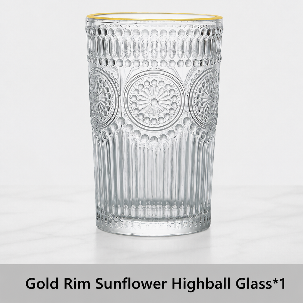 Vintage Sunflower Embossed Glass Tumbler
