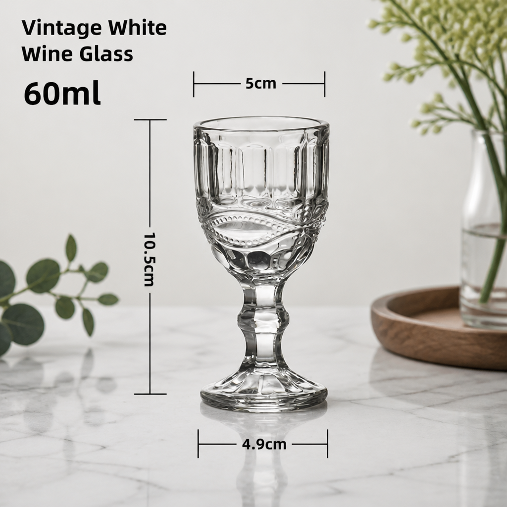 60ml Vintage Embossed Glass Shot Goblet