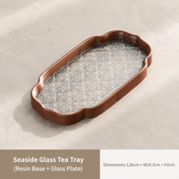 Walnut Brown Chinese Style Glass Tea Tray