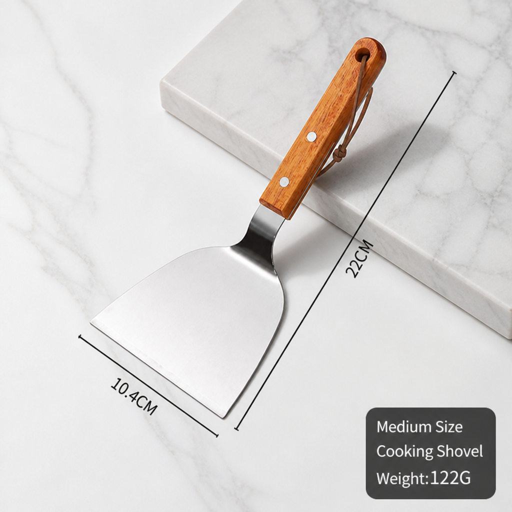 Stainless Steel Teppanyaki Spatula with Wooden Handle