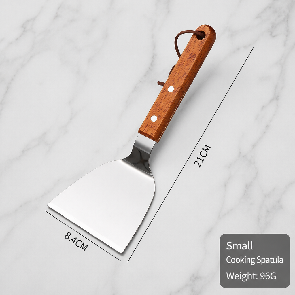 Stainless Steel Teppanyaki Spatula with Wooden Handle