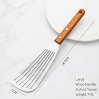 Stainless Steel Teppanyaki Spatula with Wooden Handle Slotted Griddle Turner