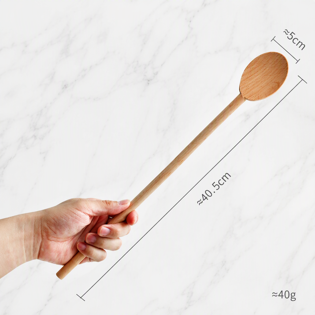 Long Handle Beech Wood Spoon French Style Stirring Spoon