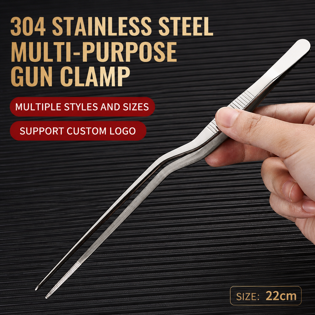 304 Stainless Steel Gun Shaped Tweezers Precision Grip