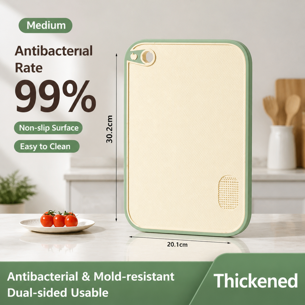 Green Thick Plastic Cutting Board Double Sided Non Slip Chopping Board