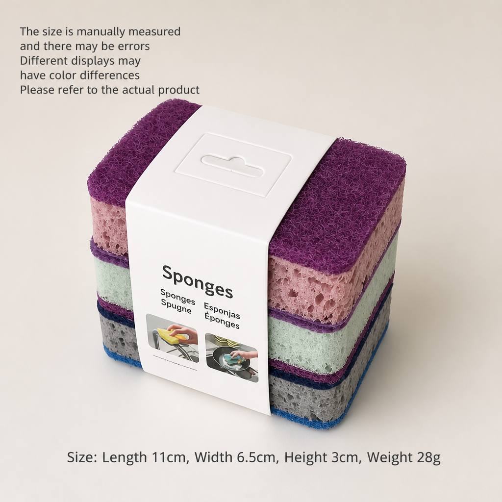 High Density Kitchen Cleaning Sponges Thick Absorbent Dishwashing Scrub Pads