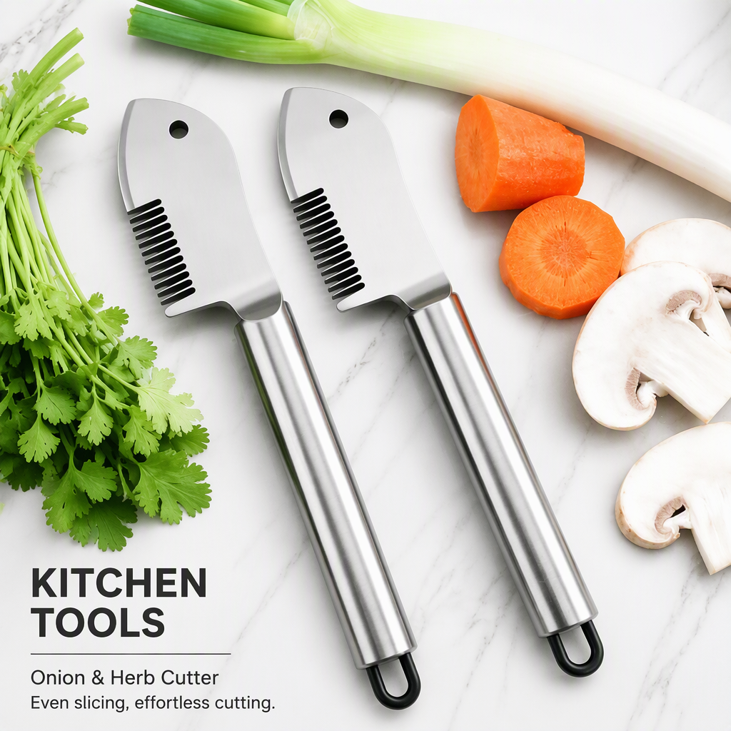 Stainless Steel Green Onion Shredder with Serrated Blade