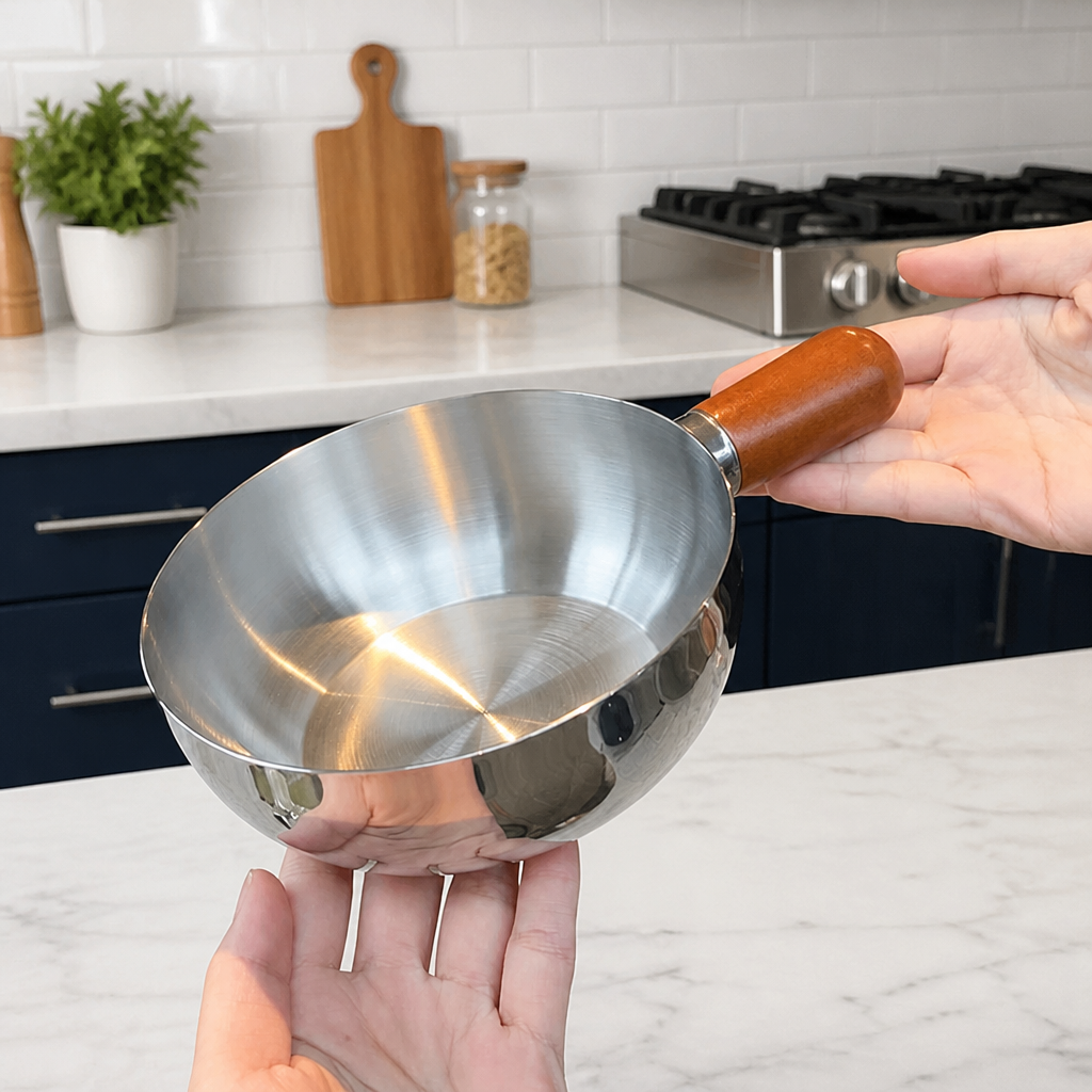 Stainless Steel Yukihira Saucepan with Wooden Handle and Glass Lid