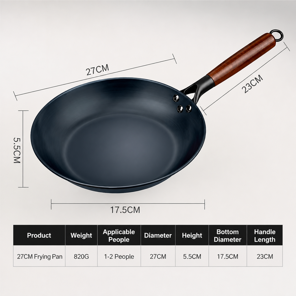 Nonstick Frying Pan with Wood Style Handle