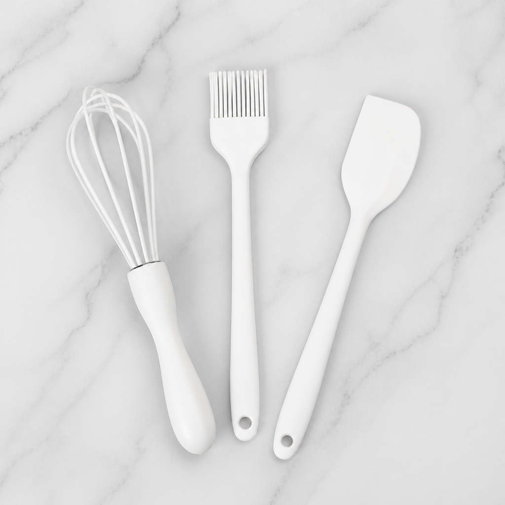 Mini Silicone Baking Utensil Set with Spatula Pastry Brush and Whisk