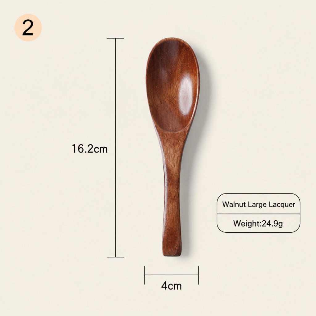 23.5cm Natural Wooden Spoon with Curved Handle for Kitchen Dining